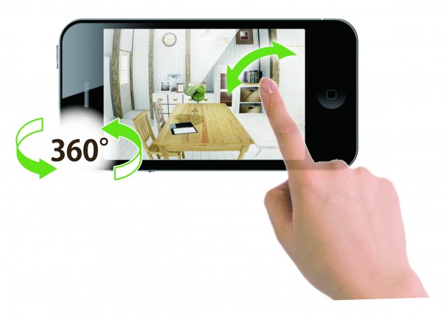 完成予想パースを３６０度のパノラマ画像で閲覧できる