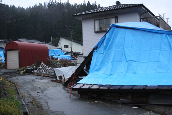 住宅の全壊被害が集中した白馬村堀之内地区