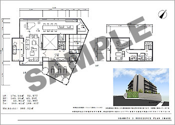 「東京で土地探し」　平面図・立面パースデータ　イメージ