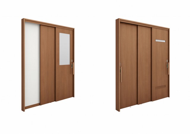 左：片引戸２枚建、右：引違い戸３枚建