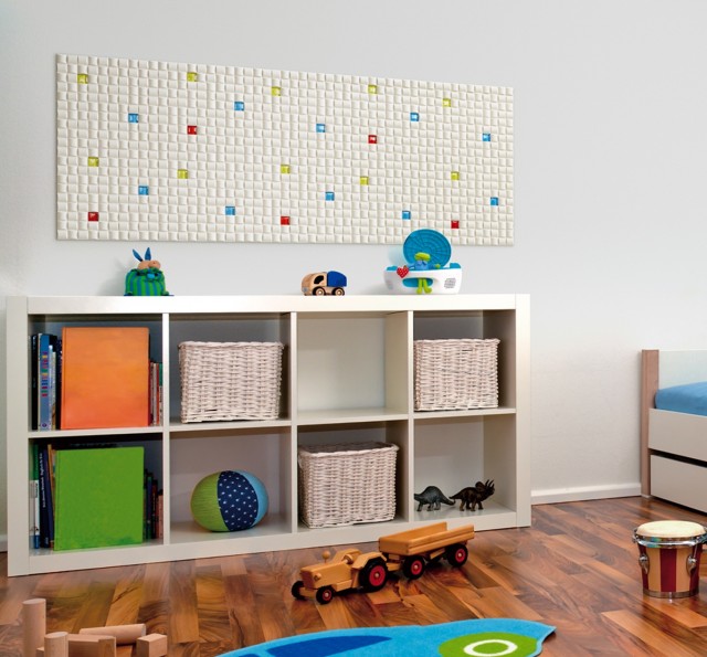 「エコカラット デザインパッケージ ガラスプラン」は鮮やかなガラスモザイクを散りばめまた全６パターン。子供室やリビングのアクセントウォールに。