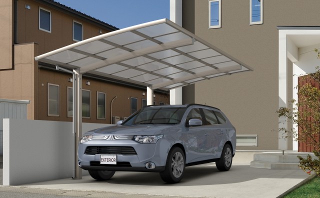 写真のタイプ２４万円 （基本タイプ：アーバングレー色、奥行５０２７ｘ間口２７００ｘ高さ２２５０、屋根：ポリカーボネート板）