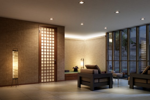 繊細な表情の格子デザイン。間仕切りやクロゼット、収納などとのコーディネートも可能。