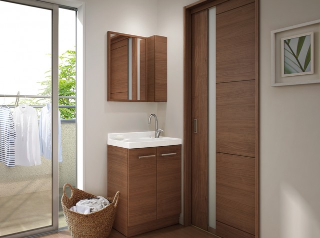 扉カラーは同社のベーシック木目柄・クリエカラーに対応。室内ドア、収納、床とのコーディネートができる。