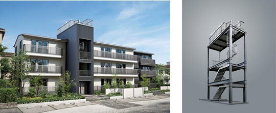 「セジュールオッツＷ-ｅｖ」外観イメージと「Ｗ-ｅｖタワー」イメージ