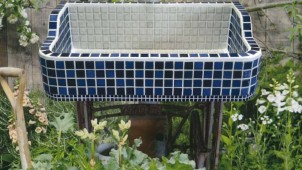 エコモザイクタイルでつくったおしゃれなガーデンシンク