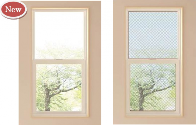 左：耐熱強化複層ガラス　右：従来品の網入り複層ガラス