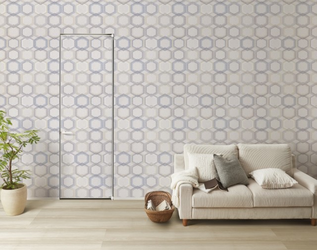 壁とドアを連続した色柄で揃えることが可能。なお「ファミット」はサンゲツとの共同プロモーションで認知を上げる。