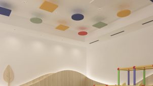 大建工業、色・形状を特注できる天井用吸音パネル