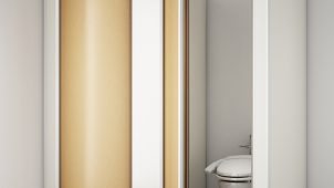 オカムラ、ロングセラーのトイレブースの静音性・意匠性を向上