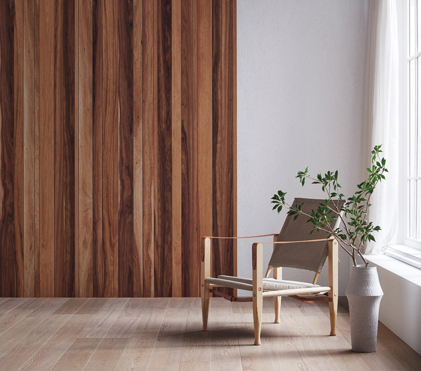 朝日ウッドテック、壁・天井材「the wall」突板シリーズに2樹種