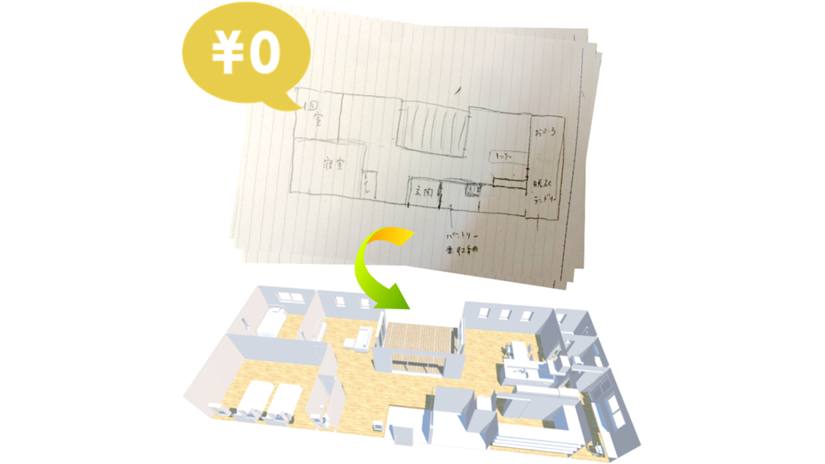 手書きの間取り図を3D空間にする施主向けサービス開始