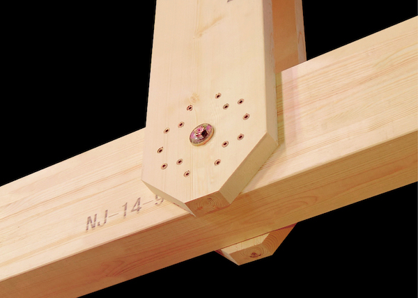 中規模建築のトラス接合部をビス＋ボルトで構成