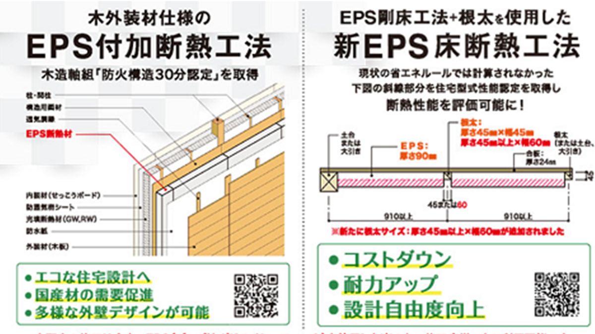 EPS断熱材に2つの新工法－発泡スチロール協会