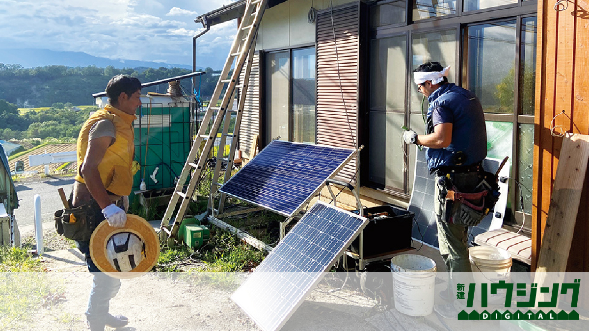 ="現場の電気も「もったいない」工事用の電気を再エネ100%" 現場の電気も「もったいない」工事用の電気を再エネ100%
