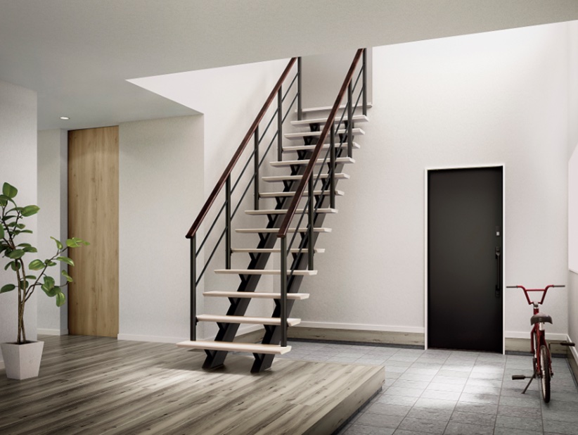 LIXIL、アルミ素材のリビング直線階段を発売