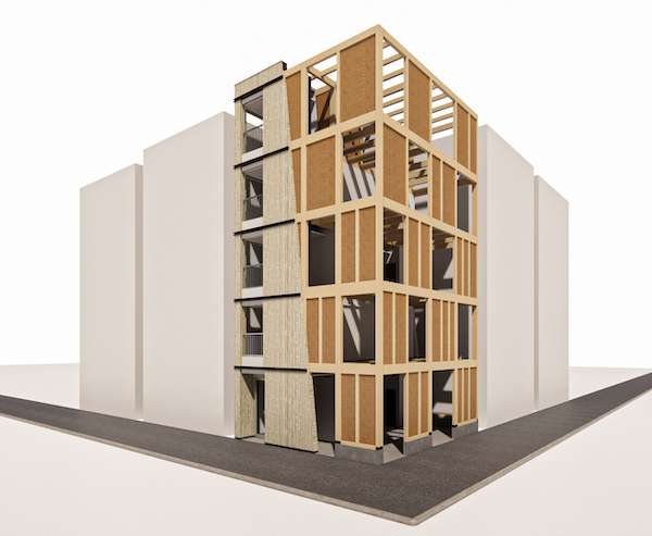 SE構法で5階建て可能に 高強度な耐力壁・柱脚金物を開発