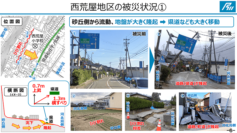 石川県、内灘町の液状化被害を報告　上下水道の被害深刻