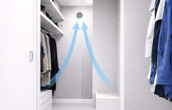 ="クローゼット専用壁付け排気ファンがコンセント式に" クローゼット専用壁付け排気ファンがコンセント式に