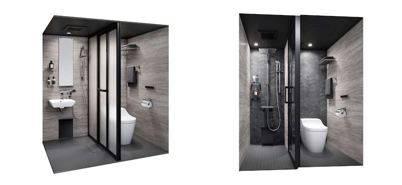 ="シャワーとトイレを2室に分けた水廻りユニットの上位モデル発売" シャワーとトイレを2室に分けた水廻りユニットの上位モデル発売