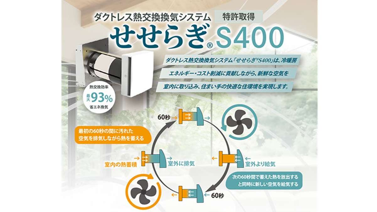 快適な住環境を実現するダクトレス熱交換換気「せせらぎS400」