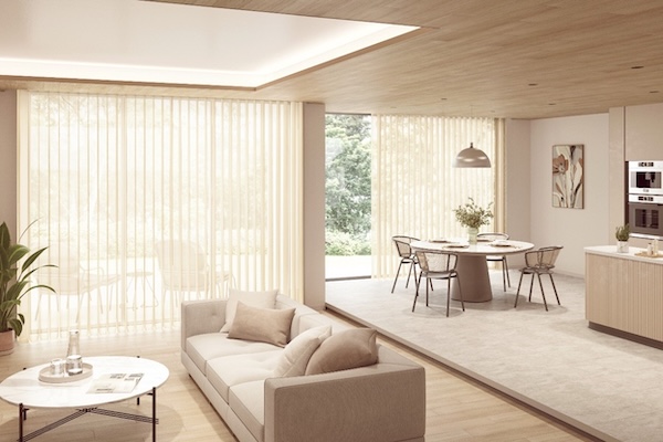 タテ型ブラインドに遮熱・ミラーレース生地など追加