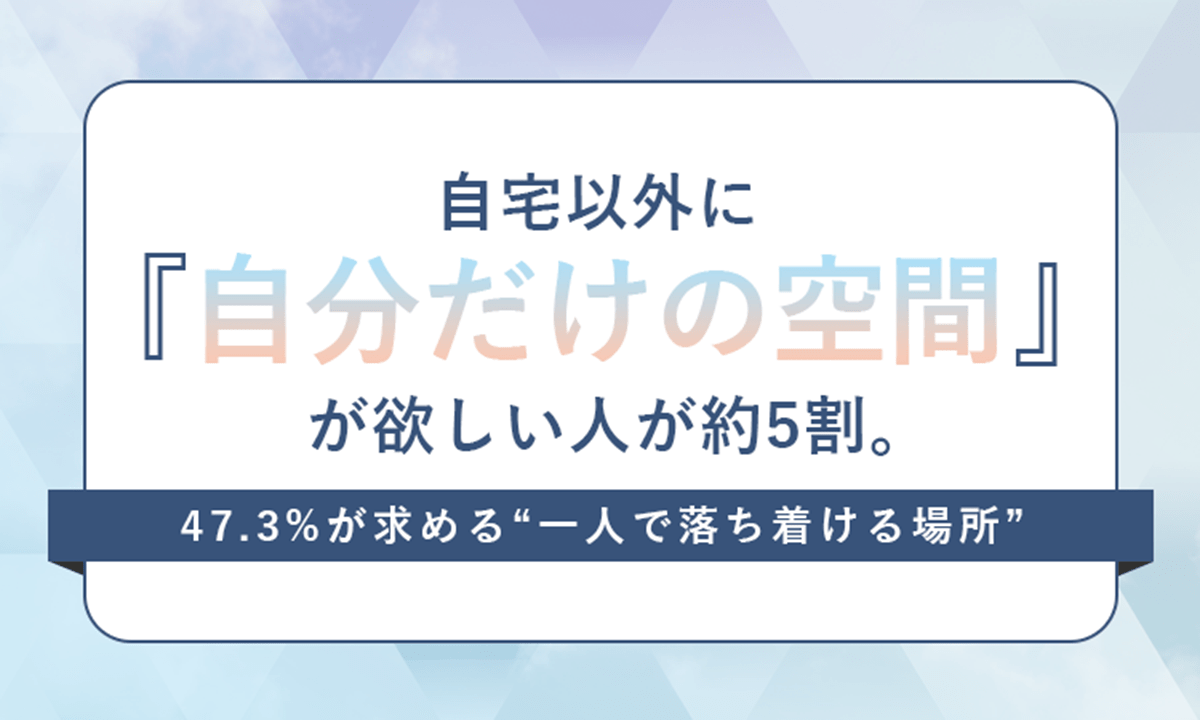 ="「自宅以外に”自分だけの空間”が欲しい」約5割――NEXER調べ" 「自宅以外に”自分だけの空間”が欲しい」約5割――NEXER調べ